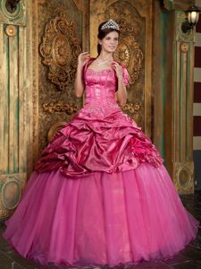 Fabulous Beading and Appliques Dresses for Sweet 16 in Hot Pink