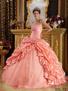 Princess Strapless Beaded Quinceanera Party Dress with Pick-ups