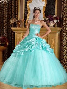 Lovely Beaded and Pick-ups Quinceanera Dress in Taffeta and Tulle