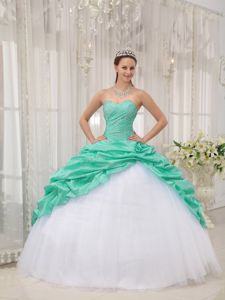 2014 Pick-ups Beaded Sweet 16 Dresses in Apple Green and White