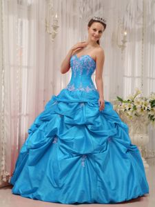 Aqua Blue Pick-ups Pick-ups Dress for Quince Sweetheart in Style