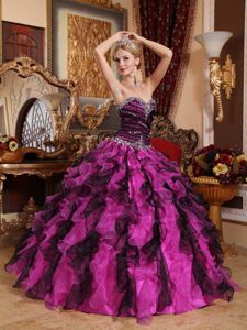 Multi-color Ruffled Quinceanera Dresses Sweetheart with Beading
