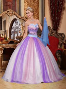 Tulle Sweetheart Beaded Multi-color Dresses for Quince on Sale