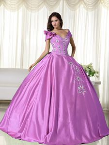 Violet Quinceanera Dress with Detachable Wrap and Embroidery