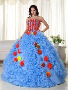 International Movie Festival Colorful Strapless Floor-length Dress for Quince with Flowers