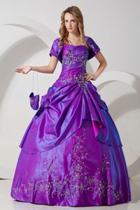 Ball Gown Strapless Embroidery Purple Dresses for a Quince