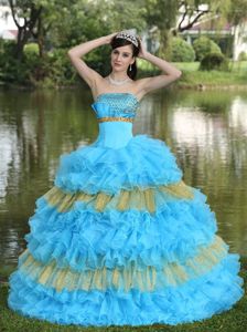 The Best Strapless Rhinestones Ruffled Colorful Quinceanera Dress for Paris Fashion Week