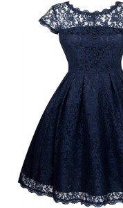 Navy Blue Zipper Scalloped Lace Mother of the Bride Dress Organza Short Sleeves