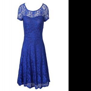 Pretty Organza Scoop Short Sleeves Side Zipper Lace Mother Dresses in Blue