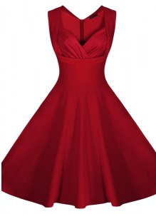 Wine Red Mother of Groom Dress Prom and Party and For with Ruching Sweetheart Sleeveless Zipper