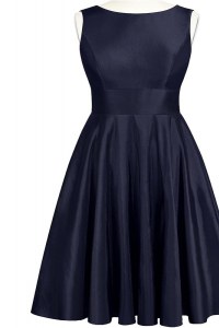 Delicate Scoop Navy Blue Sleeveless Taffeta Backless Mother of the Bride Dress for Prom and Party