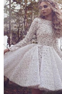 Fabulous Lace Bateau Long Sleeves Lace Up Lace Mother Dresses in White