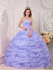 Exclusive Lilac Strapless Quinceanera Gown Dress with Appliques