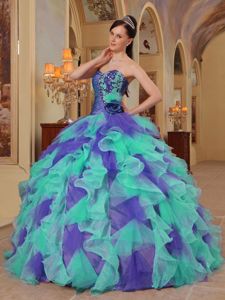 2013 Popular Colorful Sweet 15 Dresses with Appliques and Ruffles