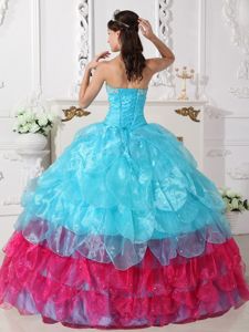 Multi-color Organza Quinceanera Dress with Appliques and Ruffles
