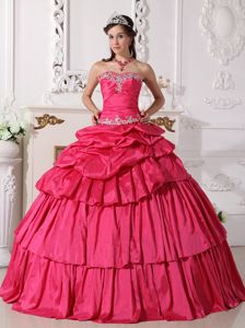 Detachable Hot Pink Quinceanera Gown with Beading and Ruches