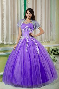 Lavender Beading Appliqued Quinceanera Gown with Capelet