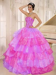 Lovely Peach Puffy Strapless Multi-Layered Quinceanera Dresses Sydney Film Festival
