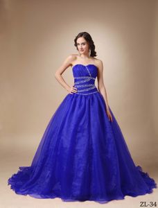 Amazing Royal Blue Princess Sweetheart Quinceanea Dress for Girls