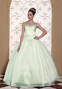 Beaded Yellow Green Organza Dresses Quinceanera with Sweetheart