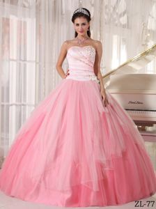 Beading and Ruches Accent Dress for Quinceanera in Watermelon