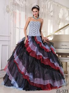 2013 New Colorful Strapless Dress for Quinceanera with Ruffles