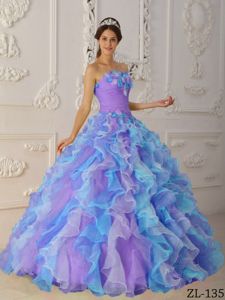 2013 Popular Colorful Dresses for 15 with Flowers and Ruffles
