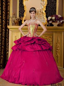 Red and Gold Sweet Sixteen Quinceanera Dress with Pick ups 2013