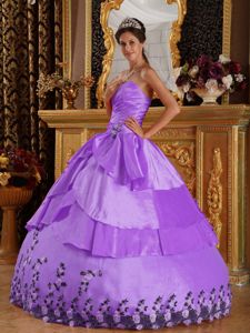 Ruches and Flowers Accent Lilac Quinceanera Gown Dresses 2013
