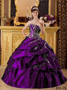 Appliques and Pick ups Accent Quinces Dresses in Eggplant Purple