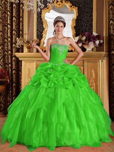 Strapless Layered 2013 Spring Green Sweet 15 Gown for Sale