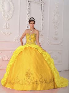 Discount Elegant Two-toned Yellow Sweet 16 Dress Bubbled 2013