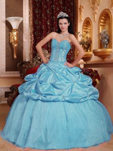 Designer Sweetheart Beaded Corset Quinces Dresses with Pick-ups