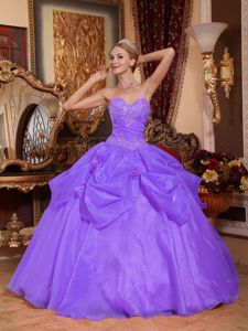 Lilac Quinceanera Gowns with Pick Ups and Hand Made Flowers