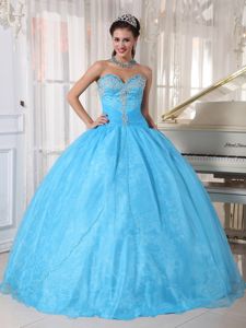 Sweetheart Appliques Quinceanera Dress Baby Blue for 2014 Spring