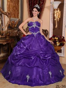 Floor Length Purple Quinceanera Dress Sweetheart Appliques Unique