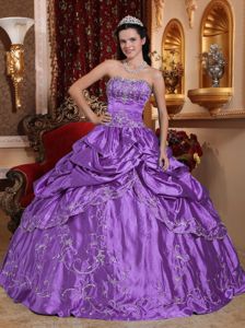 Embroidery and Pick ups Accent Quinceanera Dresses in Lavender
