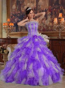 Appliques and Ruffles Accent Lavender Dresses for A Quince 2013