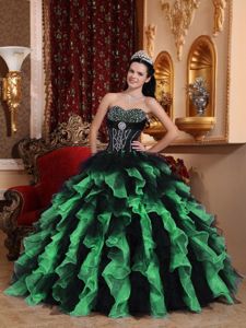 Popular Colorful Dresses for A Quince with Beading and Ruffles