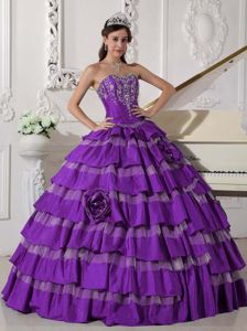 Embroidered Purple Sweet Sixteen Quinceanera Dresses with Ruffles