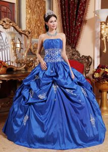 Appliques and Pick ups Blue Sweet Sixteen Quinceanera Dresses