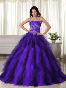 Purple and Black Quinceanera Dresses with Appliques and Ruffles The Academy Awards