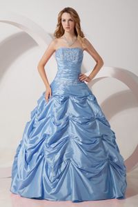 Light Blue Appliqued Dress for Sweet 15 with Pick Ups for Winter