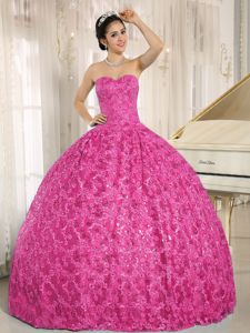 Shimmery Special Fabric Sweetheart Hot Pink Sweet 16 Dresses