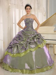 Multi-color Quinceanera Gowns with Embroidery and Pick Ups