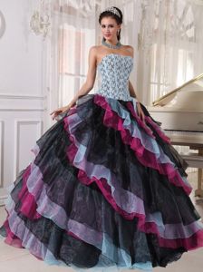 Special Corset Back Strapless Ruffle Multi-color Sweet 15 Dress