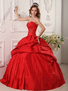 Red Quinceanera Dress with Sweetheart Neckline and Beading by Taffeta ...