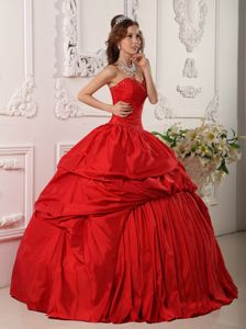 Red Quinceanera Dress with Sweetheart Neckline and Beading by Taffeta ...
