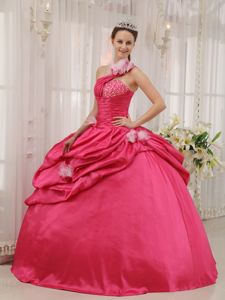 One Shoulder Quinceanera Gown with Beading and Pick-ups