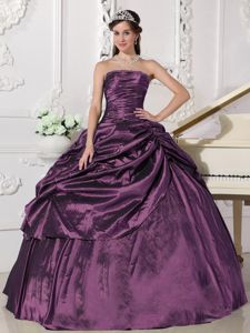 Eggplant Purple Dress For Quinceaneras with Beading and Ruffled Layer